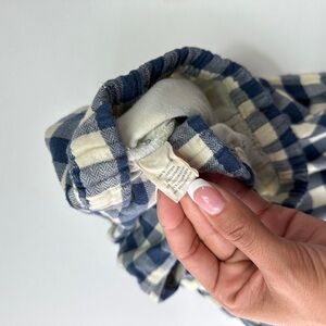 Blue and Cream Plaid Strapless Romper